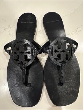 Tory Burch Square Toe Miller Sandal Black Sz 8